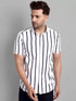 Men Regular Fit Striped Curved Collar Casual Shirt